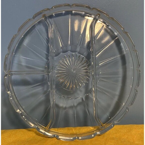 Indiana Glass - Divided Relish Tray - 4 Part - 10” - Colonial Panel Design - Picture 1 of 3